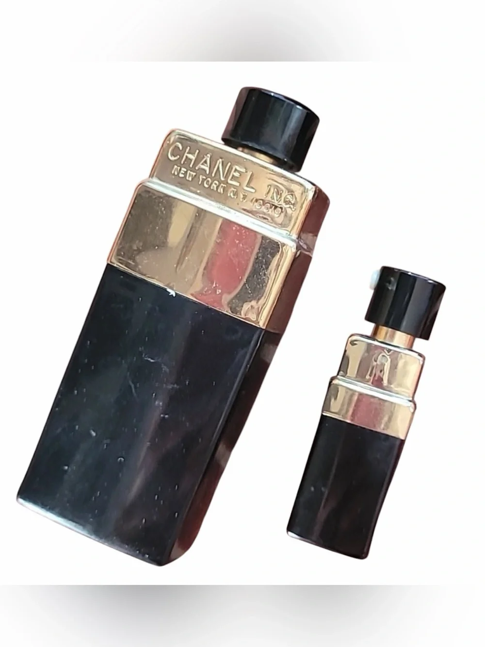 CHANEL Black and Gold Decorative Lipstick Bottle Set